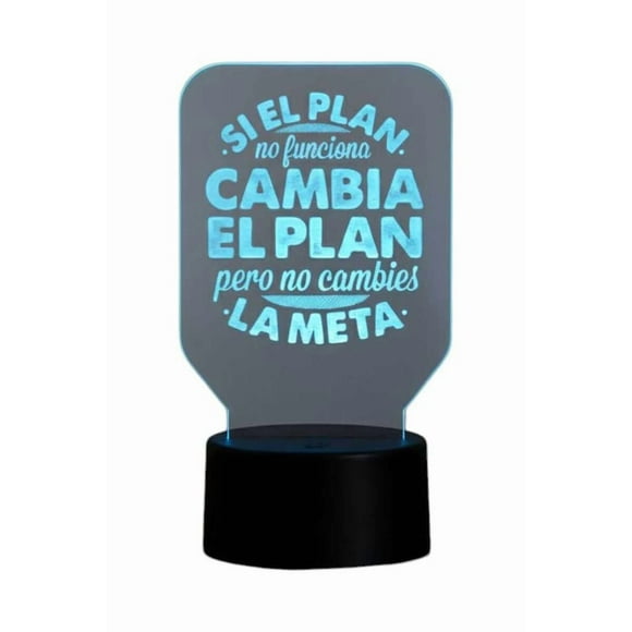 Lampara Ilusion 3D Frase: Si el plan no funciona... de 7 colores, Base touch