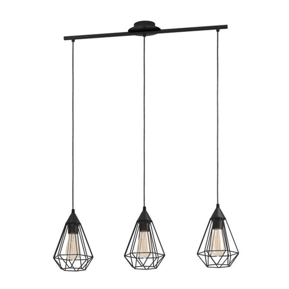 Lampara Colgante Tarbes Negro E27 3X60W Lineal