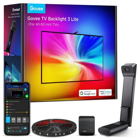 Retroiluminación de TV Govee 3 Lite RGBICW Wi-Fi de 7.8 pies para TV de 40-50 pulgadas