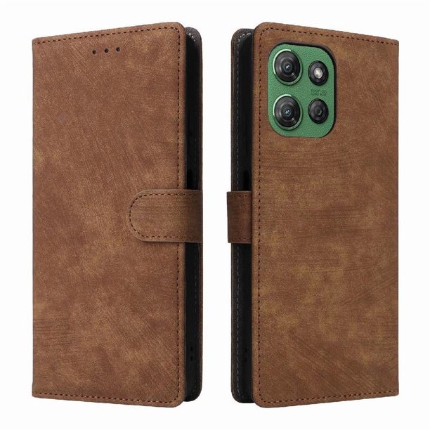 Funda Billetera para Motorola MOTO G Play 2025 con Soporte - Cartera de Cuero con Ranuras Marrón