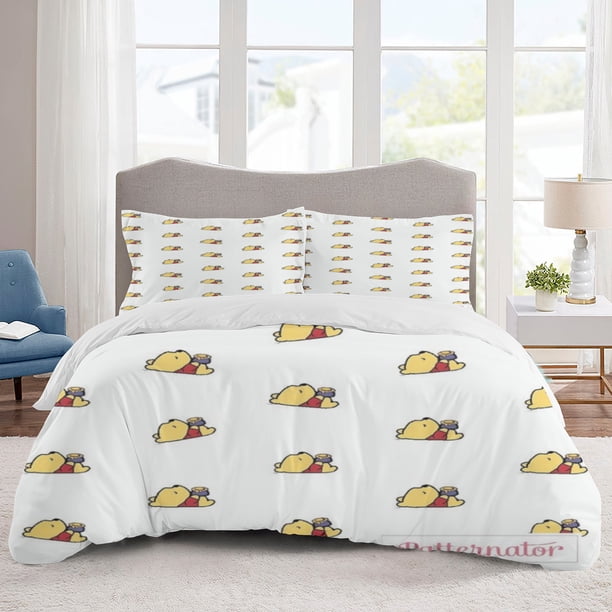 Pooh Bear Bedding Sets Cartoon Duvet Cover Lightweight 3 Piece Bet Sets for Kids Boys Girls