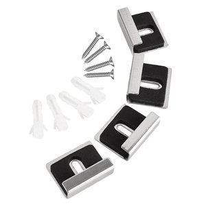 Magideal - 4X Kits De Clips De Soporte Para Espejo, Kits De Suspensión De Espejo Para Montaje En Pared Con Accesorios, Clips De Retención Pesados Para Exhibición Negro Plata S