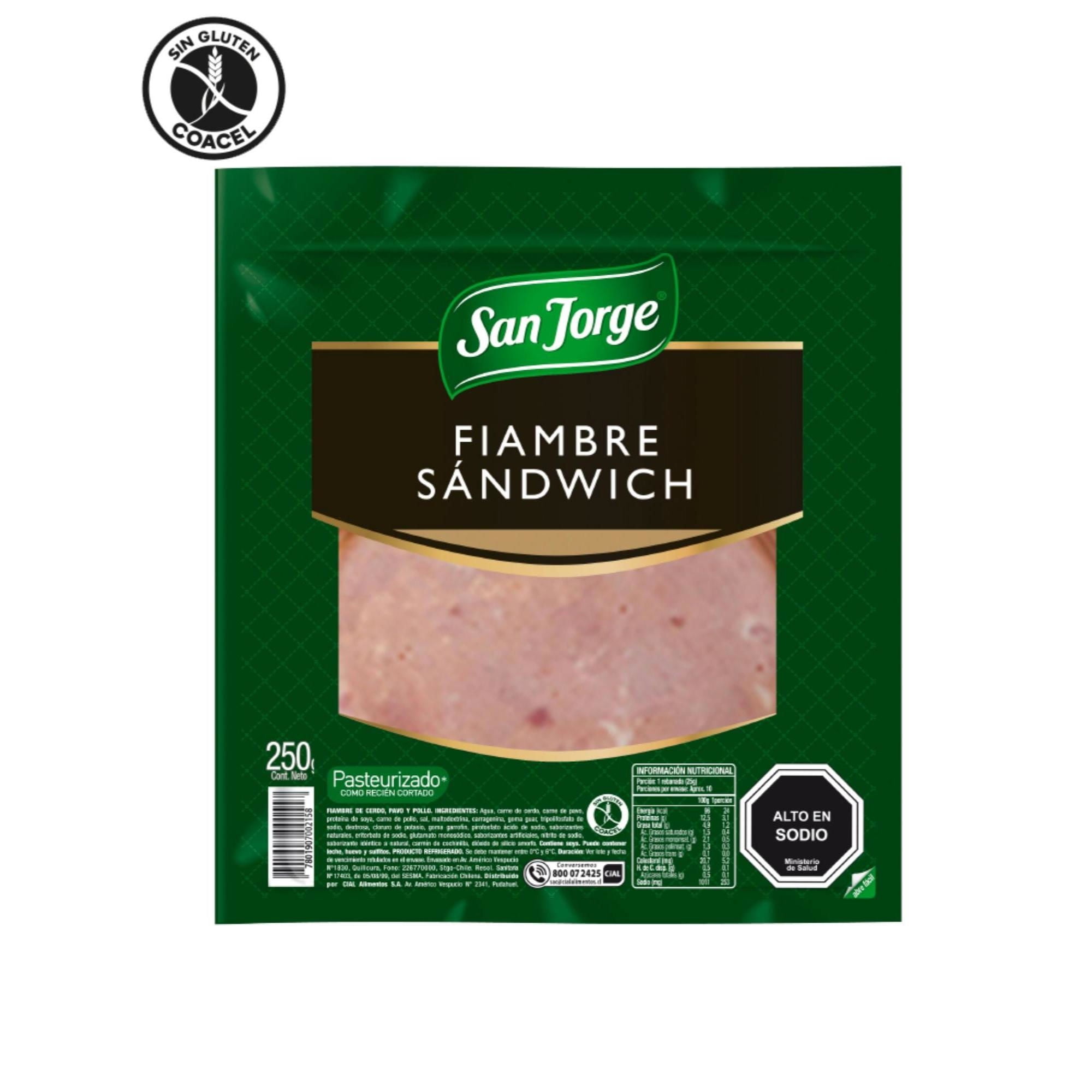 Jamón Sándwich Artesanal De Cerdo Bolsa 250 g San Jorge