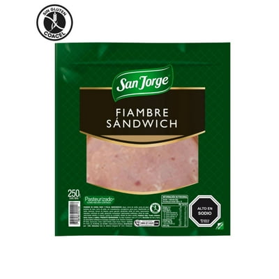 Jamón Sándwich Artesanal De Cerdo Bolsa 250 G San Jorge