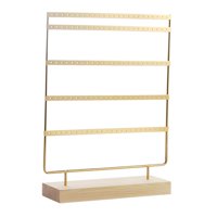 Magideal - Soporte Organizador De Pendientes De 5 Niveles, Base De Madera, Estante De Exhibición, Organizador De Joyería Para Tienda, Feria Comercial, Tocador De Dorado