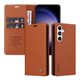 thumbnail image 3 of Funda Billetera de Cuero para Samsung Galaxy S23 FE con Tarjetero y Soporte - Tapa Magnética Marrón, 3 of 6