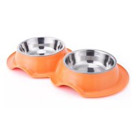 Defensor Forever - Plato Doble Con Pocillo De Acero Inoxidable Naranjo