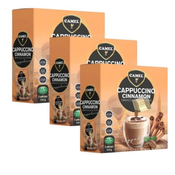 Pack x3 (15 sobres) Cafe Cappuccino Sabor Canela, Caja de 5 sobres