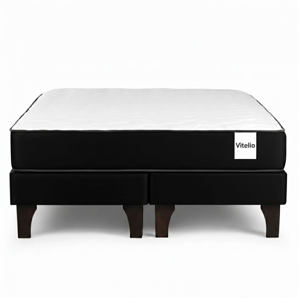 Vitelio - Base De Cama + Colchón 2 Plazas Semi Ortopedic