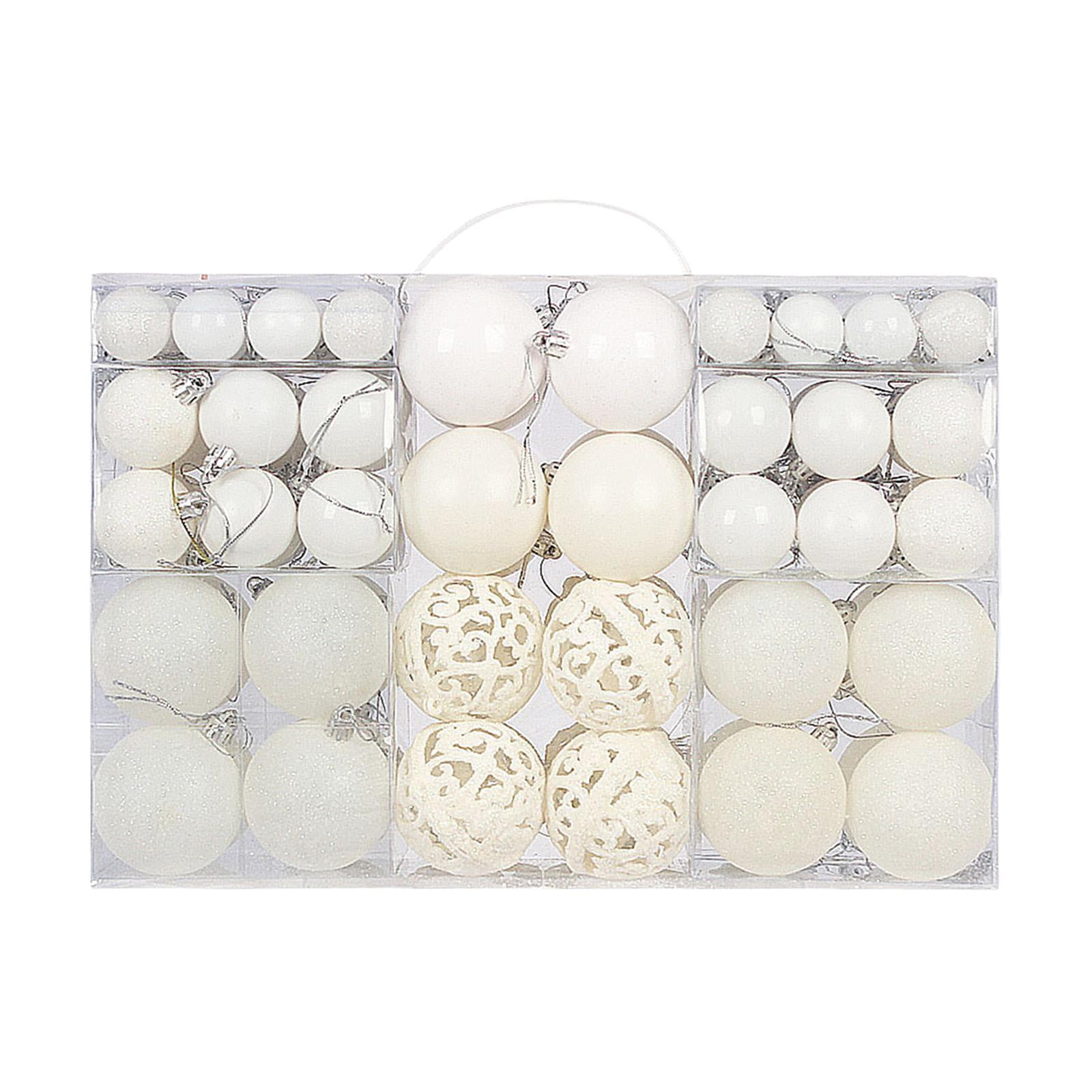 Magideal - 100 Piezas Bolas De Navidad Decoraciones Adornos Coloridos Juego De Adornos Navideños Adornos Decorativos Para Árboles De Navidad Para Fiestas Navideñ Blanco