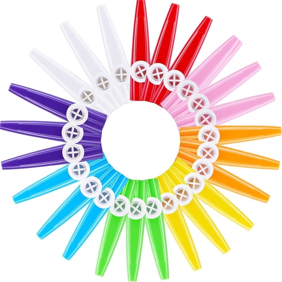 Kazoo Blulu - Juego de 24 piezas de 12 cm, plástico colorido