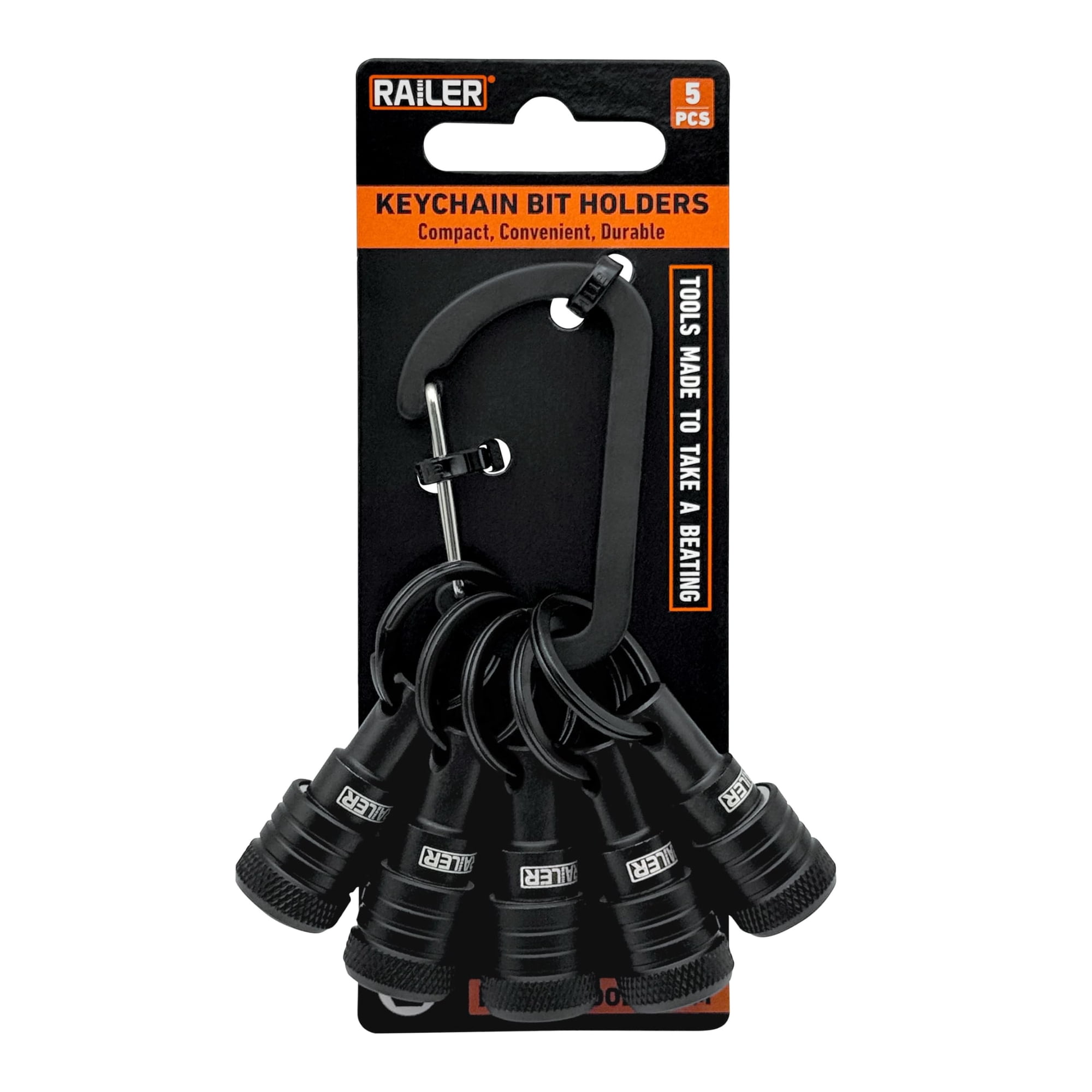 Railer - Llavero Con Soporte Para Brocas, 5 Piezas Con Mosquetón Para Vástago Hexagonal De 1/4 Pulgadas