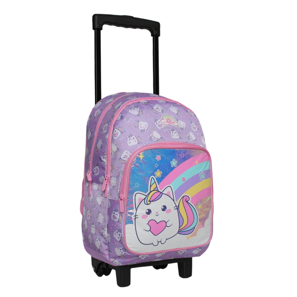 Mochila Con Ruedas Infantil Chips Gaticornio Lila Head