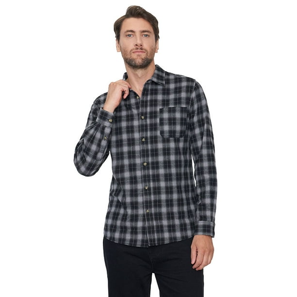 Camisa Hombre Franela Color Negro Corona