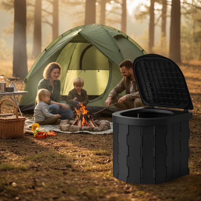 Babyluna - Inodoro Portátil Y Plegable Multiuso Para Camping Negro