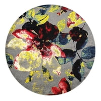 Modalfo - Alfombra Redonda Florida Gris 160 X 160 Cm