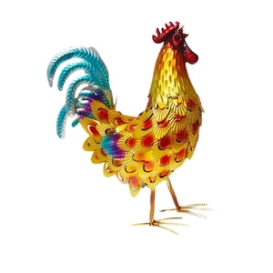 Bothyi - Estatua De Gallo Artesanal, Estatuilla De Metal Para Centros De Mesa De Chimenea De Oficina, Color Dorado