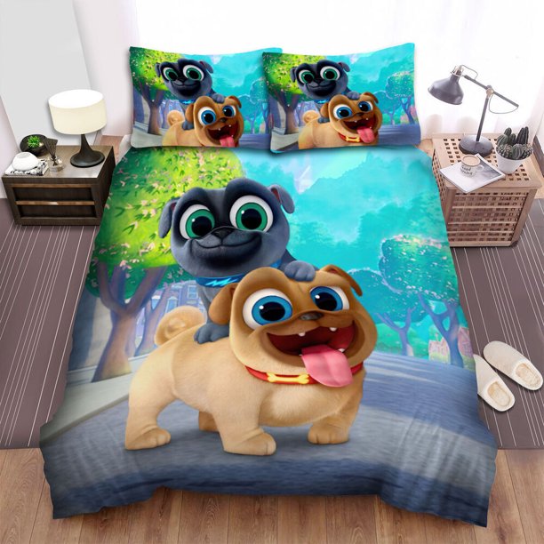 Puppy Dog Pals Duvet Cover Pillowcase Bedding Set Double Kid Gift #3-Piece Bedding Set