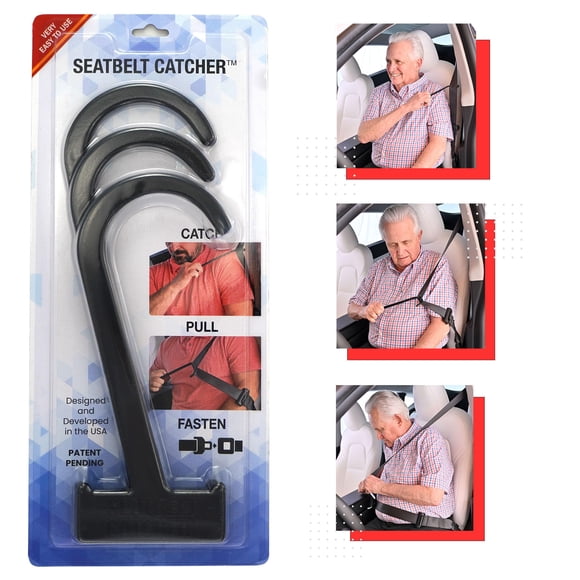 Set de 3 extensores de cinturón de seguridad de coche para personas mayores, color negro