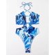 thumbnail image 3 of Trikini con Estampado Abstracto Azul - Escote Halter y Cortes Laterales, 3 of 3