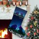 thumbnail image 1 of Hechizado Tema: Calcetines de Navidad, fino lino blanco para colgar en escaleras y chimenea, decoración navideña para el hogar, regalo de Navidad.54cm×38cm, 1 of 5