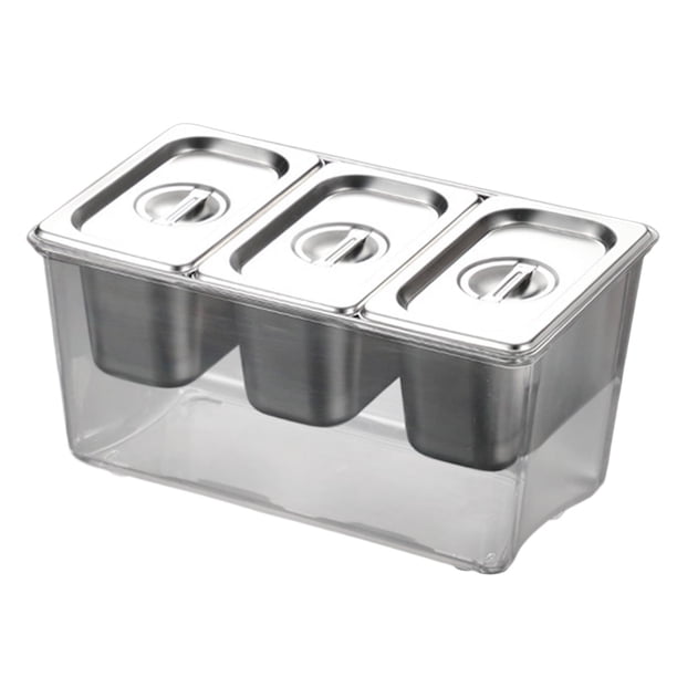 Carrito Para Condimentos Refrigerados, Compartimentos Extraíbles Para Bares, Tiendas De Té Con Leche, 3 Compartimentos