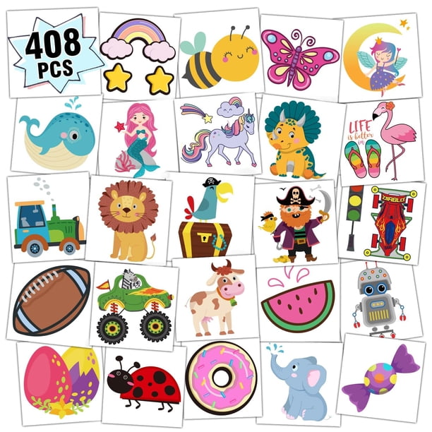 Tatuajes Temporales para Niños PARTYWIND 408PCS Estilos Mixtos