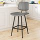 thumbnail image 1 of Taburete de Bar Raynesys de Cuero Gris con Respaldo Alto 24", 1 of 9