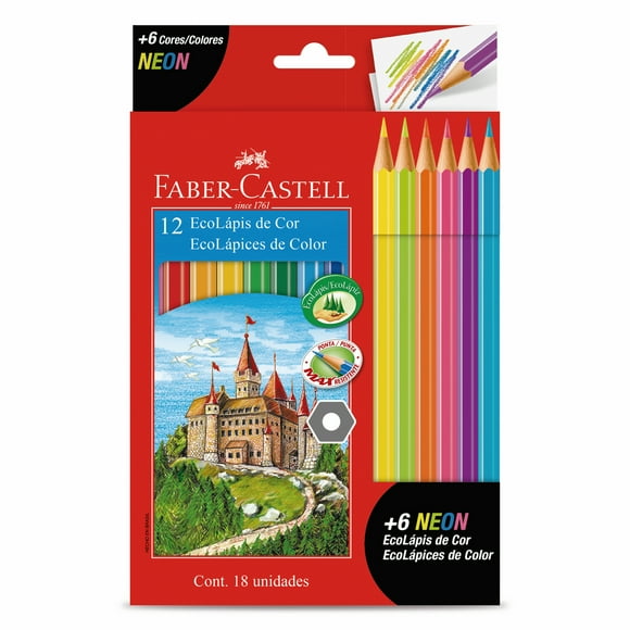 Ecolápices Faber-Castell x12 Colores + 6 Neón