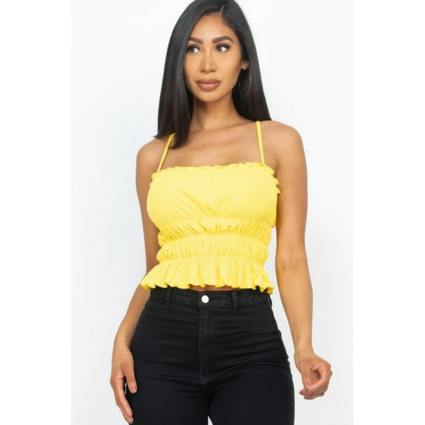 Top Corto con Cuerpo Fruncido y Capas