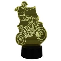 Lelumania - Lampara Ilusion 3D Motocross Pies De 7 Colores, Base Touch