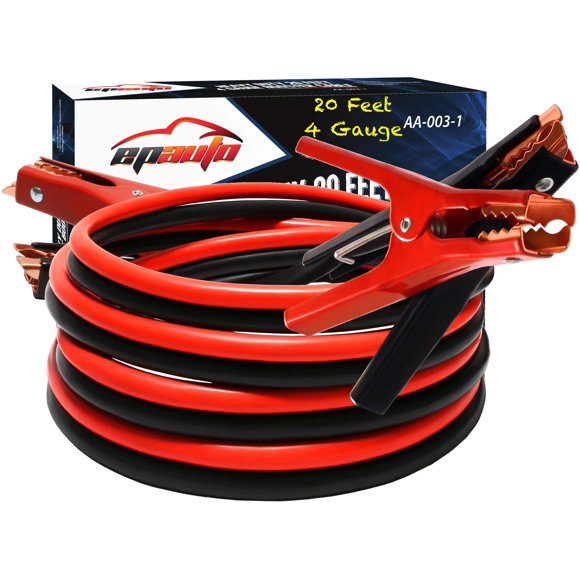 Jumper Cables EPauto, calibre 4 x 20 pies, de alta resistencia para automóviles y SUV