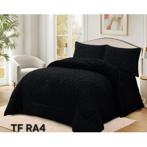 Tecnocasa - Plumon De Invierno Con Chiporro Trenzados Color Negro King