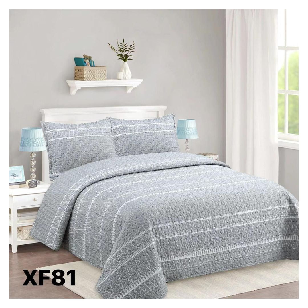Genérico - Cubrecama Quilt Verano 2 Plazas - Gris Triángulo Xf81