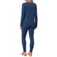 thumbnail image 3 of INSPIRE CHIC Conjuntos de Pijama para Mujer Tejido de Canalé Manga Larga Top Pantalones Conjunto Casual de Salón Conjunto de 2 Piezas Conjuntos a Juego Ropa de Dormir S Azul Marino, 3 of 6