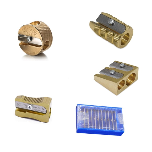 Sacapuntas M+R 4 estilos + 10 cuchillas de latón