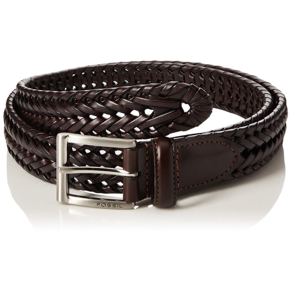 Cinturón Fossil Myles de piel trenzada para hombre, talla 36, color coñac