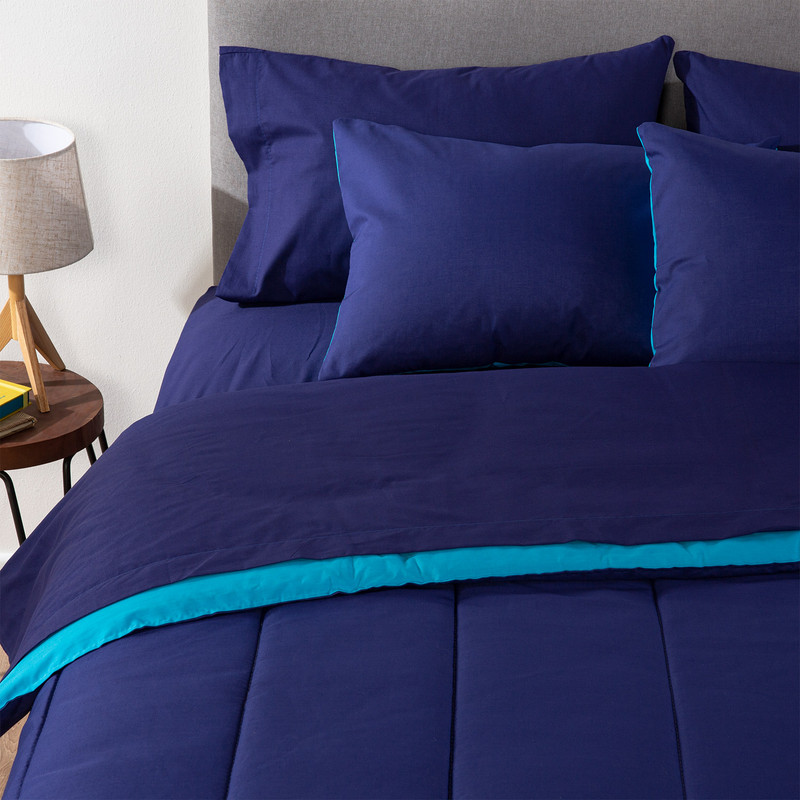 Arthome - Plumón Bicolor Azul Celeste 1.5 Plazas