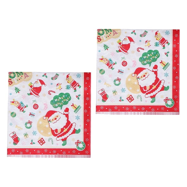 Servilletas de papel, Servilletas navideñas, Servilletas desechables decorativas, Servilletas tamaño cena, Servilletas de cóctel para baño, Cafetería, Papá Noel