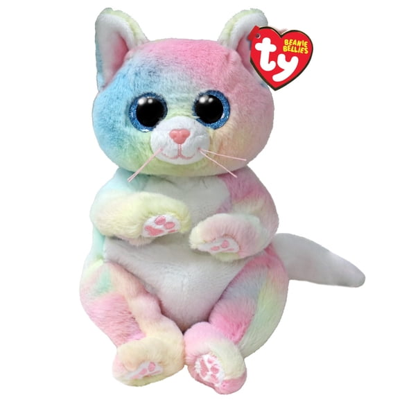 Gorro de peluche Ty Beanie Bellies Jenny The Kitten, 20 cm, con purpurina
