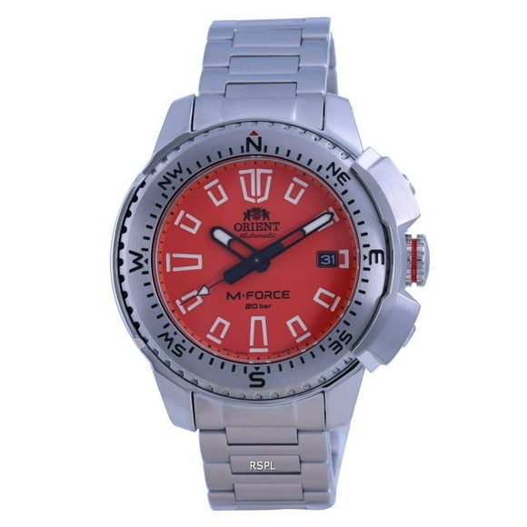 Reloj Orient RA-AC0N02Y10B 200M de Acero Inoxidable con Esfera Naranja M-Force para Hombre