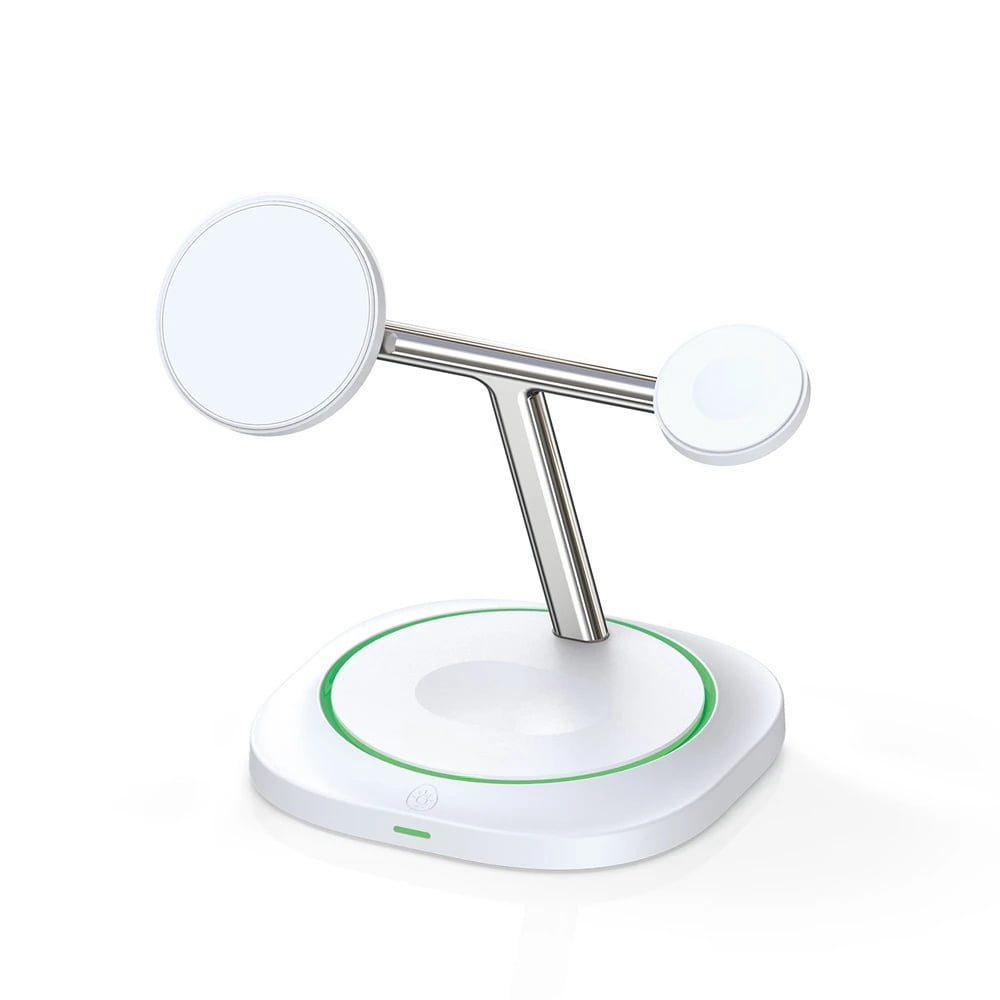 Genérico - 3 En 1 15w Magnetic Wireless Charging Blocks For Iphone 14 Pro Max Apple Watch Airpods Desk Charging Station-blanco
