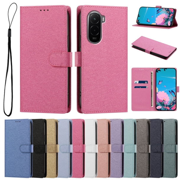Cartera para Xiaomi Poco M7 4G con Soporte y Correa, Rojo Rosa