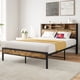 thumbnail image 1 of Full Size Bed Frame with Storage Headboard, Metal Platform Bed with Charging Station, Bookcase Storage, No Box Spring Needed, Easy Assembly, Noise-Free, Black, 1 of 3