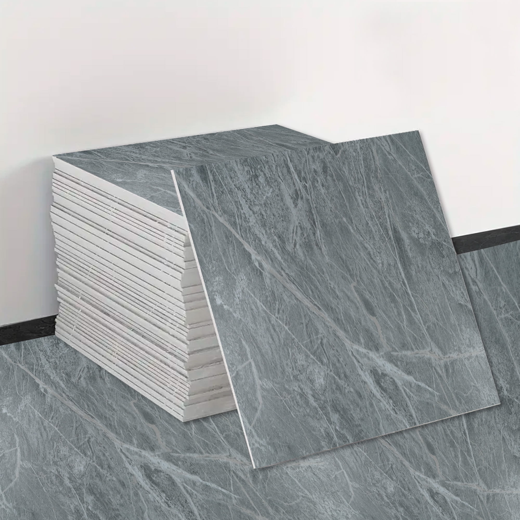 Joytek - Piso Vinílico Autoadhesivo Gris Mármol 1 Unidad De 60x60 Cm - 15 Mm
