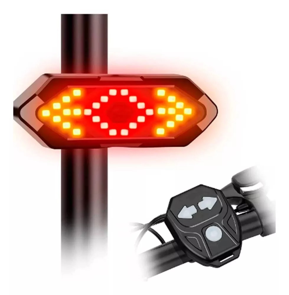 Defensor - Luz Trasera Bicicleta Señalización De Giros Mando Distancia Color Negro