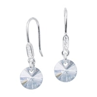 Joyas Montero - Aros Punto De Luz Plata Italiana 925 Y Cristal Genuino Blue Shade