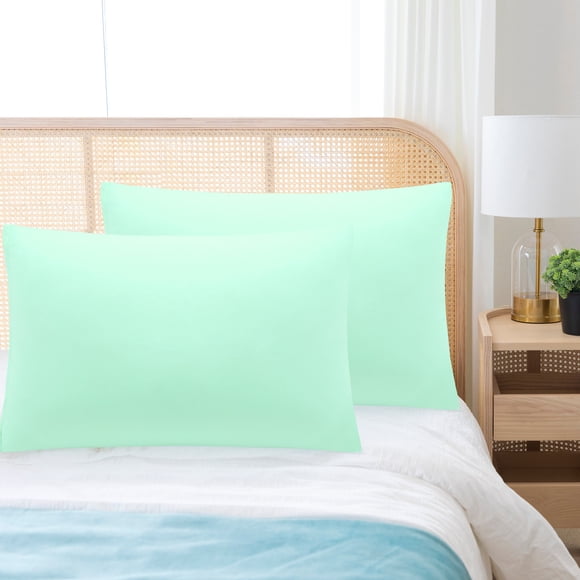 REGALWOVEN 1800 Funda de Almohada Transpirable con Cremallera Juego de 2, King Verde Brook 20"x36"