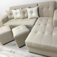 Nevi Express - Sofa Seccional L 3 Cuerpos + 2 Puff Beige
