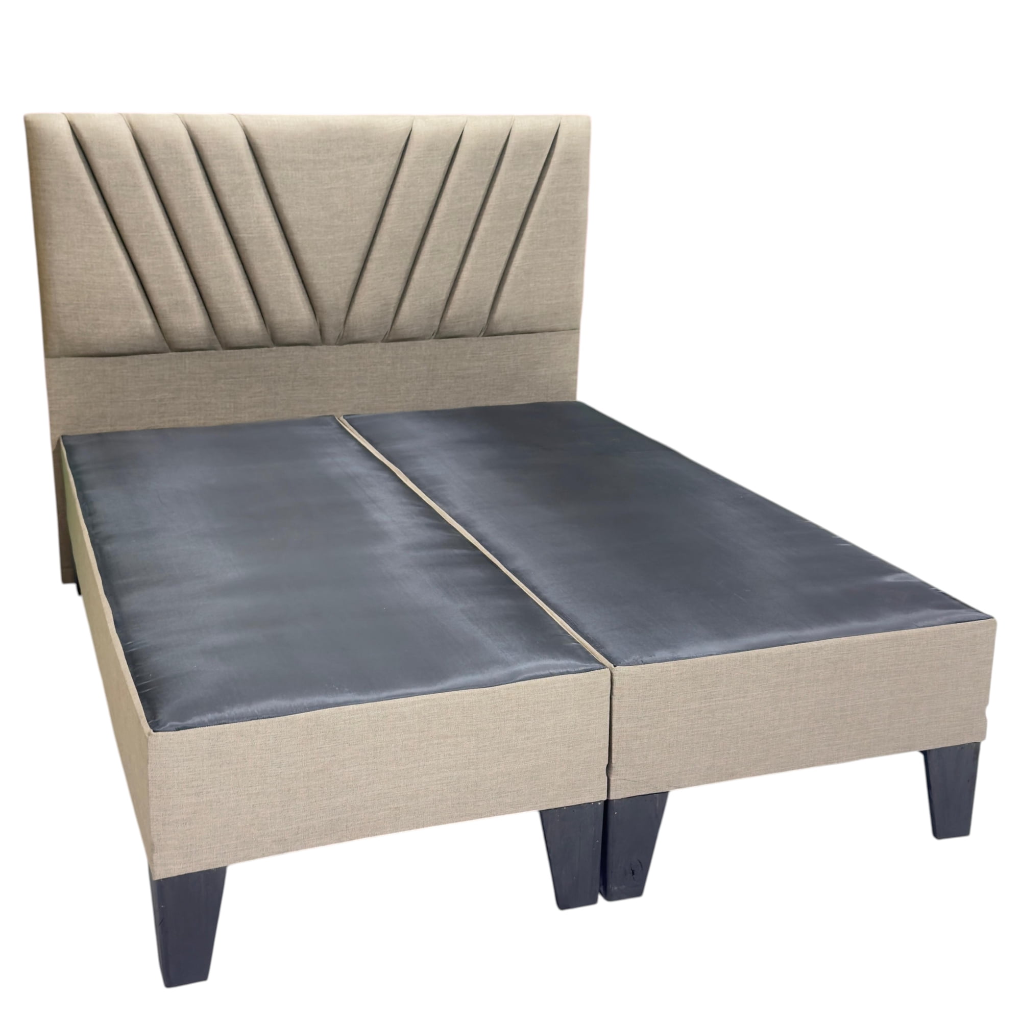 Muebles Syl - Base Y Respaldo Dos Plazas Diseño En V Beige Lino